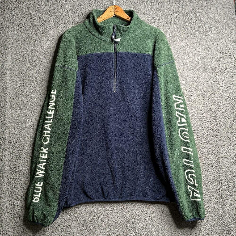 Vintage 90'S Nautica Half-Zip Fleece Pullover Made in USA Men's Large